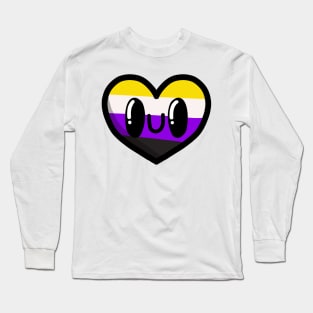 Cute heart with non-binary flag colors Long Sleeve T-Shirt